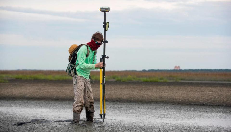 On Jekyll Island, Georgia, scientists and students are researching the effectiveness of spraying mud that was removed from the bottom of the Intercoastal Waterway in building up marshes. If the marsh grasses recover in the experimental area, this could be a method for defending tidal marshes from sea level rise.