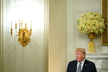 FILE PHOTO: U.S. President Donald Trump speaks at the start of an Iftar dinner at the White House in Washington, U.S., June 6, 2018. REUTERS/Joshua Roberts