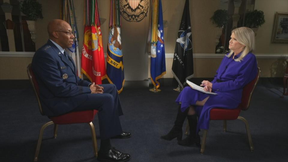 PHOTO: ABC News' Martha Raddatz interviews Gen. CQ Brown, Jr., the chairman of the Joint Chiefs of Staff. (ABC News)