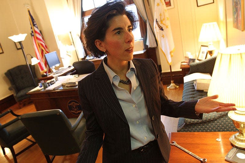 Then-General Treasurer Gina Raimondo on April 5, 2011, not long after disclosing that unfunded public-employee pensions were a $5 billion problem in Rhode Island.