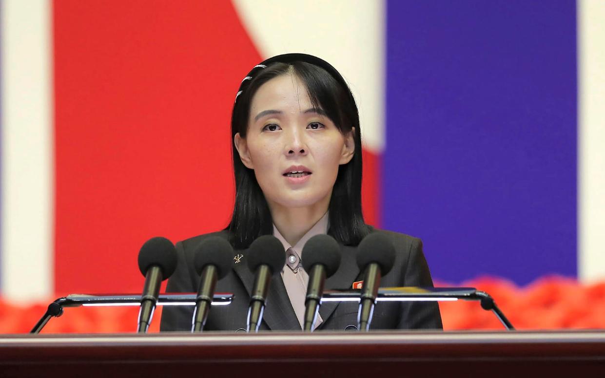 Kim Yo-jong said North Korea remained convinced that its nuclear deterrent ‘should be brought to further perfection’ - Korean Central News Agency/AP