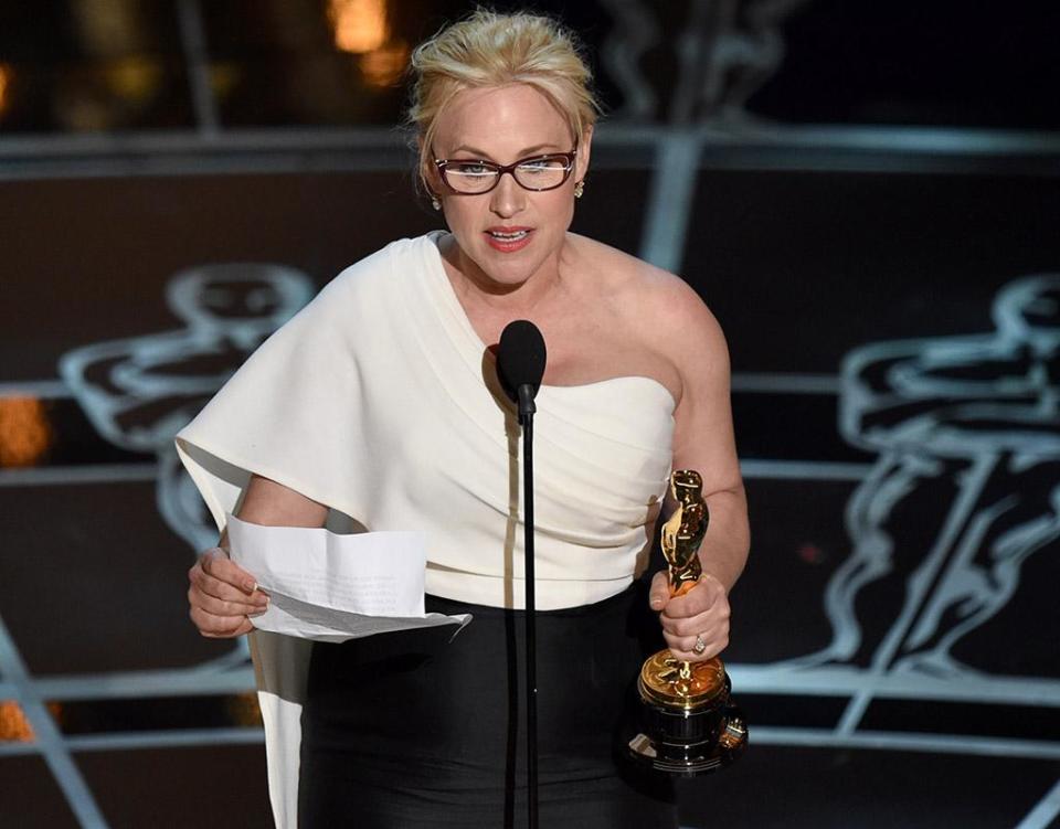 Patricia Arquette speaks gender equality in Oscar acceptance speech. 