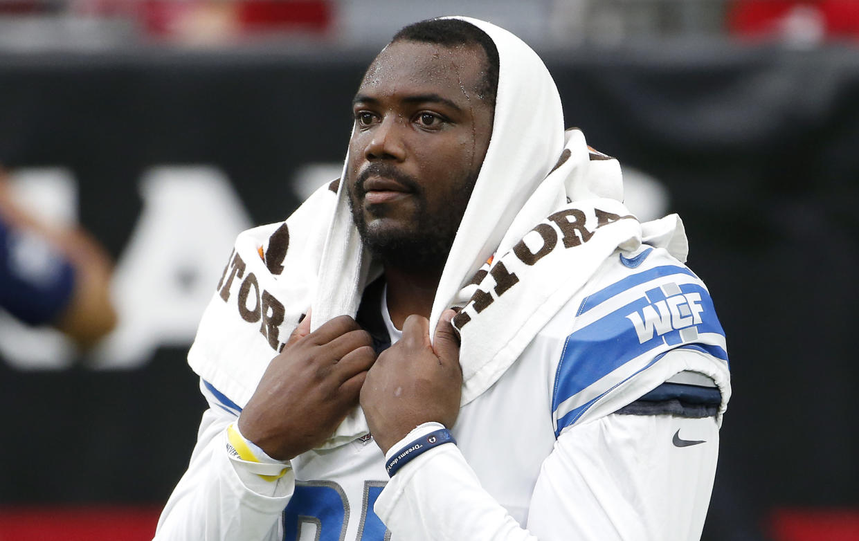 GLENDALE, ARIZONA - SEPTEMBER 08: Running back C.J. Anderson #26 of the Detroit Lions prior to the NFL football game against the Arizona Cardinals at State Farm Stadium on September 08, 2019 in Glendale, Arizona. (Photo by Ralph Freso/Getty Images)