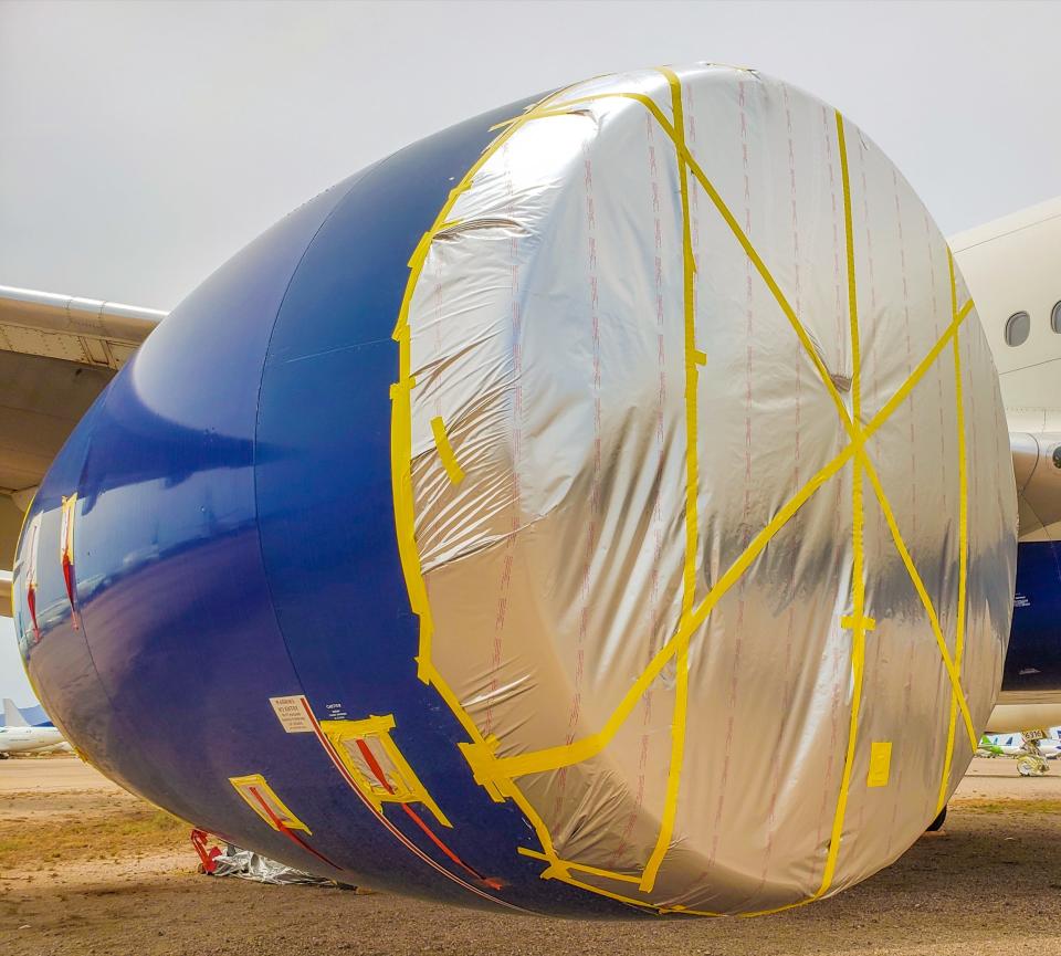 A stored aircraft in Pinal Airpark in Marana, Arizona