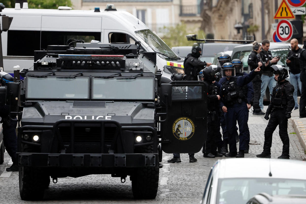 French police, including special forces, secure the area near an Iranian consulate in Paris, where a man was reportedly threatening to blow himself up, April 19, 2024. / Credit: Benoit Tessier/REUTERS