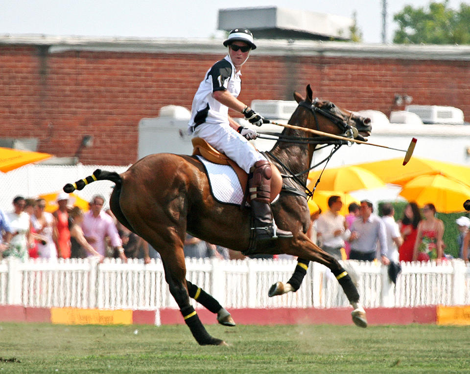 <p>He must not have thought he had a career in baseball in his future, because the next day Prince Harry was competing in the Veuve Clicquot Polo Classic. </p>