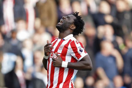 Britain Football Soccer - Stoke City v Sunderland - Premier League - bet365 Stadium - 15/10/16 Stoke City's Wilfried Bony looks dejected Action Images via Reuters / Carl Recine Livepic