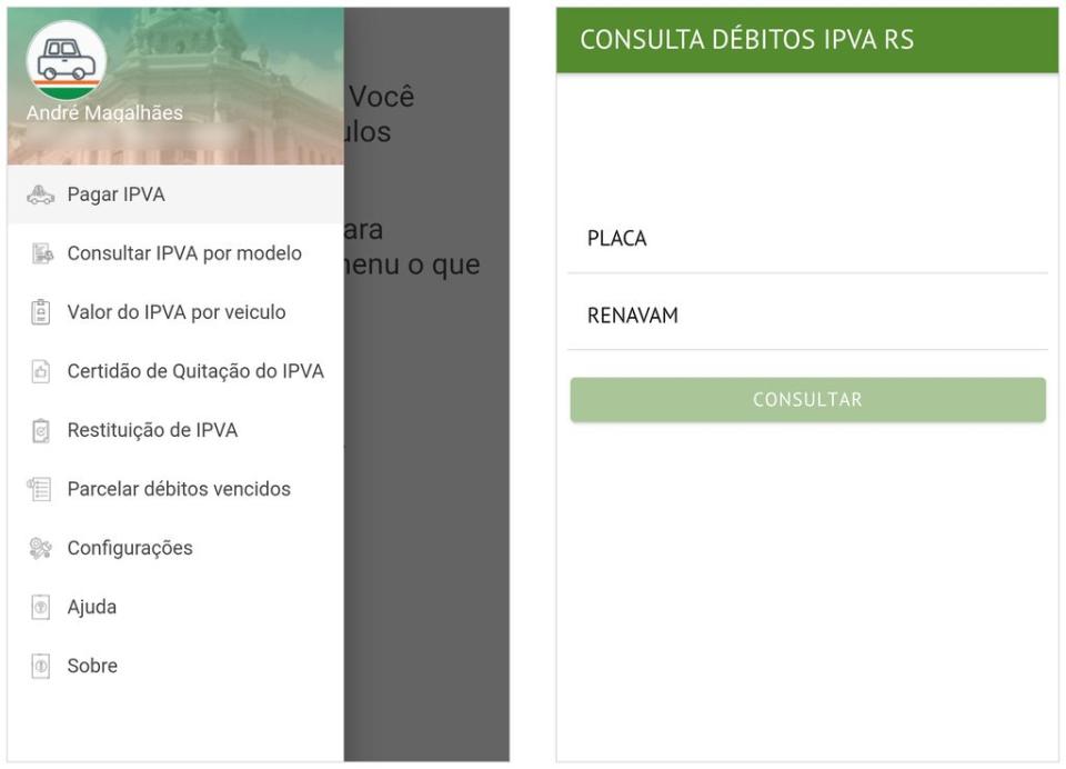 Aplicativos oferecem caminho para gerar boleto do IPVA (Captura de tela: André Magalhães)
