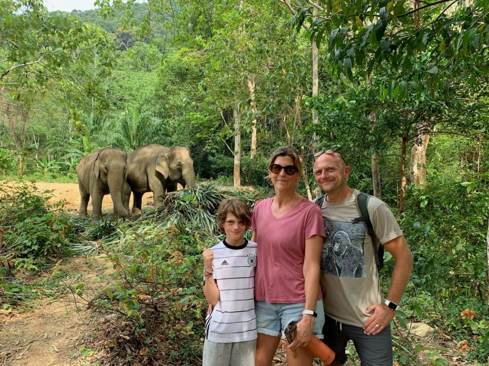 Eli, Andrea, and Finn in Thailand.