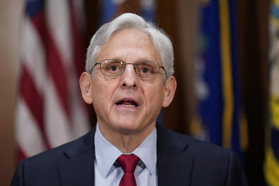 Attorney General Merrick Garland speaks at a news conference about a jury's verdict against members of the Oath Keepers in the Jan. 6, 2021, attack on the U.S. Capitol, at the Justice Department in Washington, Wednesday, Nov. 30, 2022. (AP Photo/Patrick Semansky)