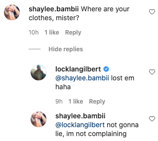 The former Survivor star's fans got flirty in the comments. Photo: Instagram/locklangilbert.