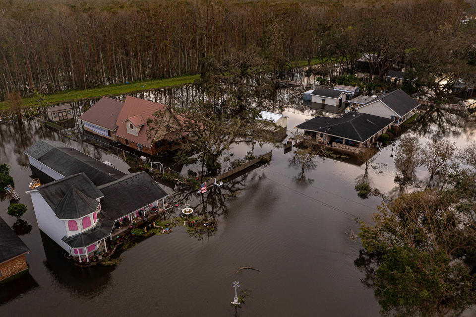 Kraemer, in northeastern Lafourche Parish, remains flooded Aug. 30, 2021, after several feet of water overtopped the levee system protecting the seven-mile stretch of homes during Hurricane Ida.