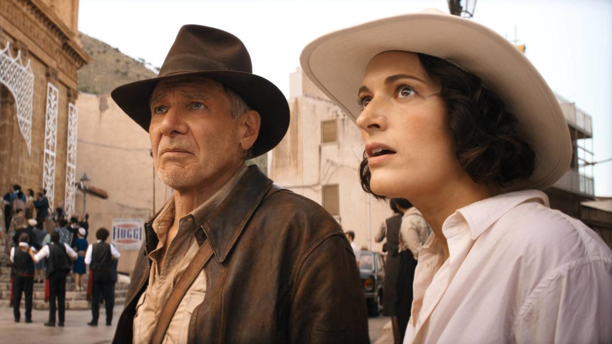  Harrison Ford and Phoebe Waller-Bridge in Indiana Jones and the Dial of Destiny. 