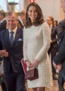 <p><strong>When: Jan. 31, 2018</strong><br>Underneath her houndstooth coat, Kate wore an Alexander McQueen dress.<em> (Photo: Getty)</em> </p>