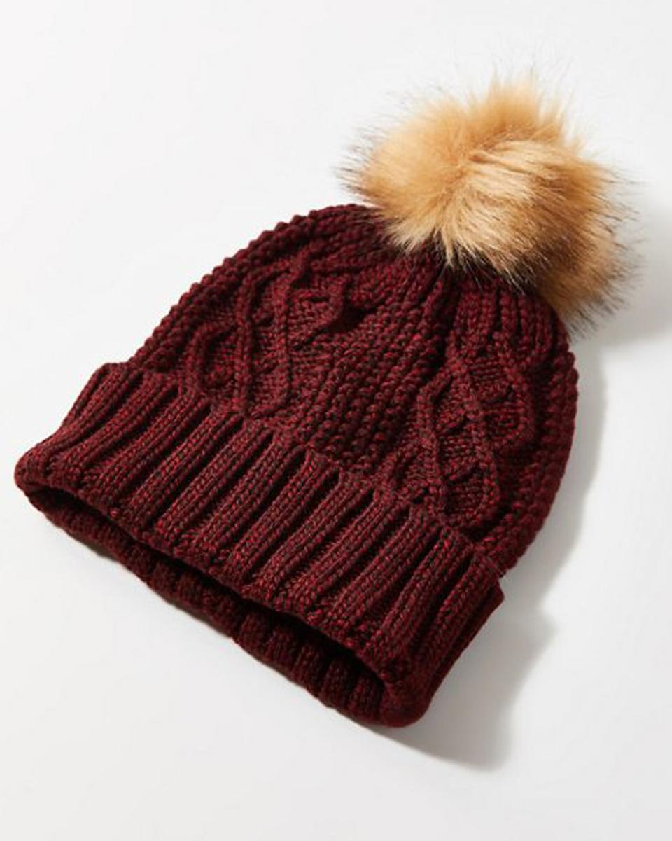 For Family: Cable Knit Pompom Beanie