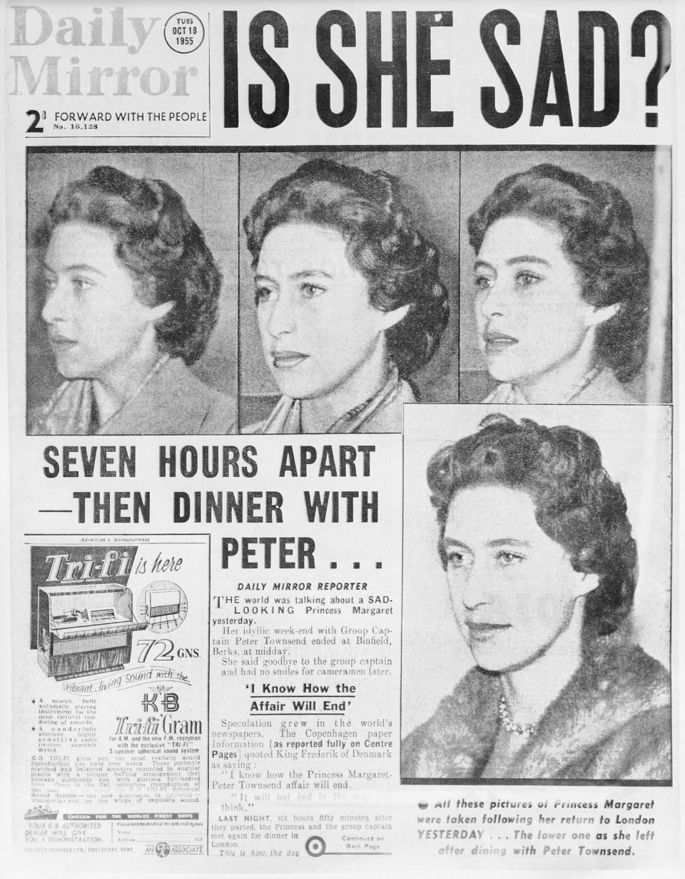 The front page of the London Daily Mirror in 1955.