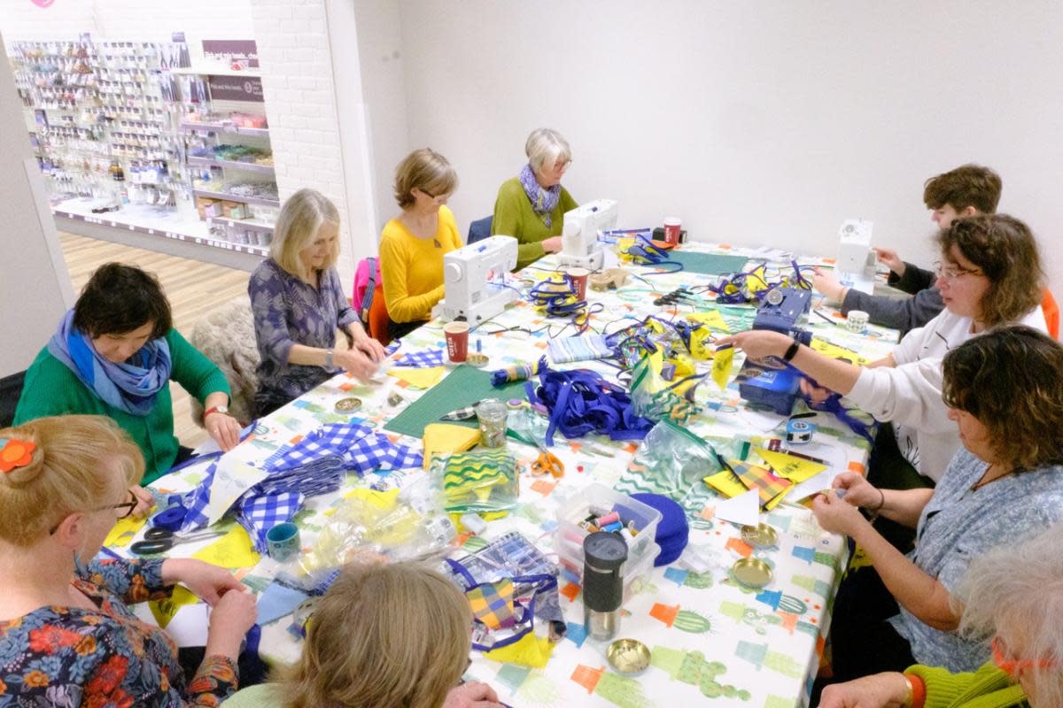 Volunteers create one kilometre of bunting to decorate Salisbury during art trail <i>(Image: Plain Arts Salisbury)</i>