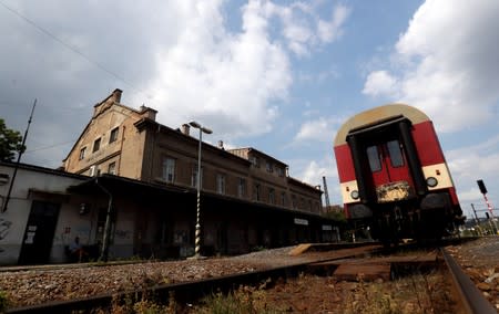 A train is seen at Bubny railway station in Prague