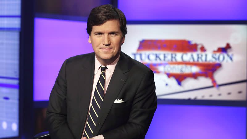 Tucker Carlson poses for photos in a Fox News Channel studio in New York on March 2, 2017. On Tuesday, weeks after news personality Tucker Carlson parted ways with Fox News, the former anchor launched his own show on Twitter. 