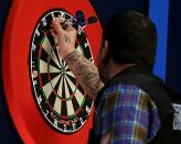 Das bessere Ende hat Gary Anderson für sich: Hier holt er die entscheidenden Darts aus der Doppel-12. Es sind die Matchdarts