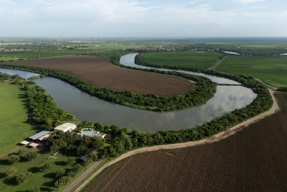 A resaca near agriculture fields near Los Fresnos, on Wednesday, July 17, 2024. The Rio Grande Valley is facing a drought, greatly affecting farmers in the region.