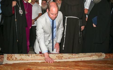 The Duke of Cambridge during a visit to the Church of Holy Sepulchre in Jerusalem - Credit: Ian Vogler/PA