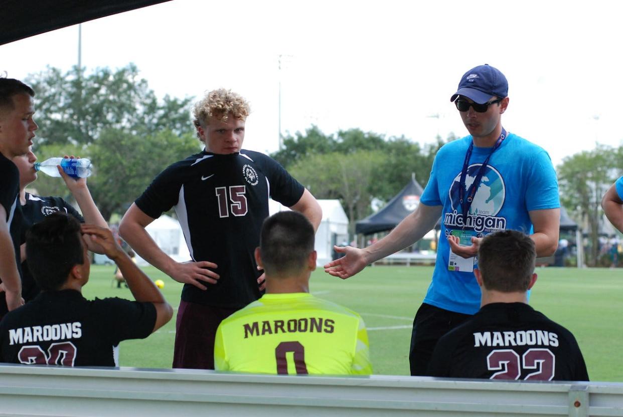 The Holland Christian Unified Soccer team in action during the Special Olympics in Orlando, Florida in June 2022.