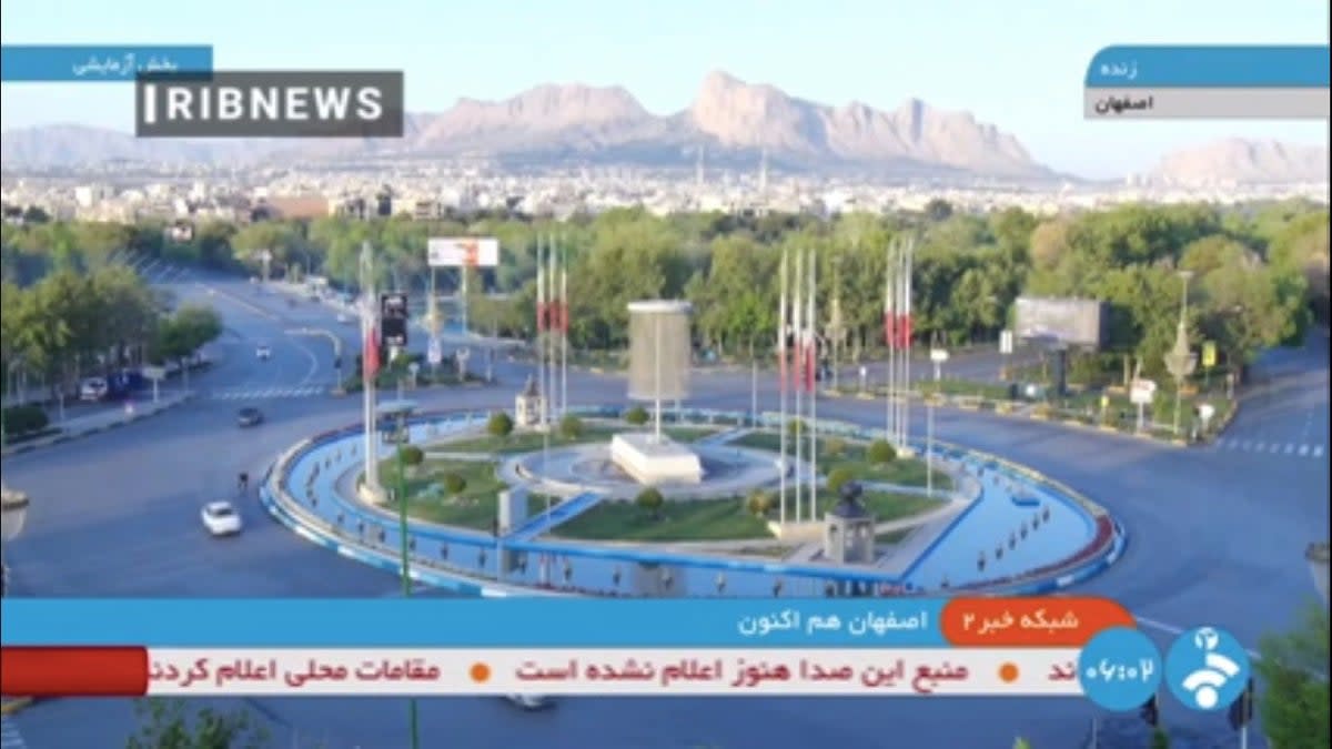 Iranian state TV released an image of the city in the wake of explosions overnight as the country appeared to downplay the attack (EPA)