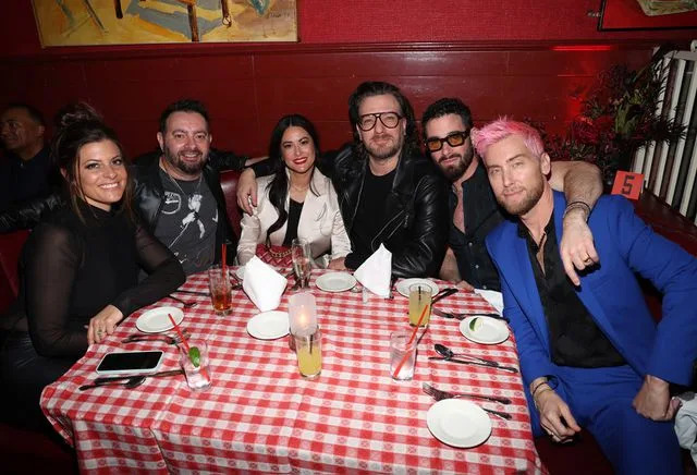 <p>Jerritt Clark/Getty</p> Karly Skladany, Chris Kirkpatrick, Jennifer HuYoung, JC Chasez, Michael Turchin and Lance Bass