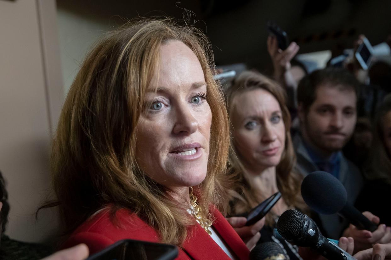 Rep. Kathleen Rice, D-N.Y., talks to reporters in the basement of the Capitol in Washington, Nov. 15, 2018. Rep. Rice announced earlier this year she would not seek re-election. 