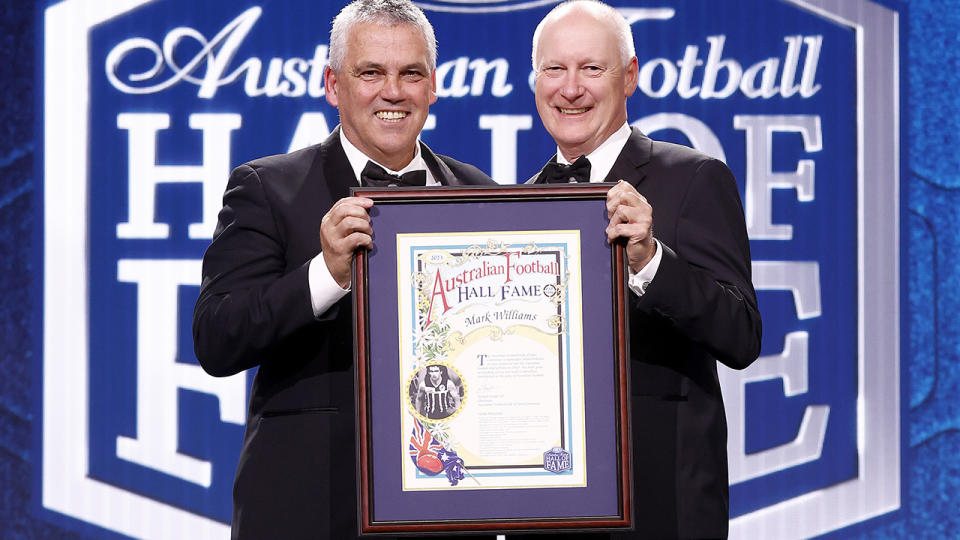 Mark Williams and Richard Goyder at the AFL Hall of Fame.