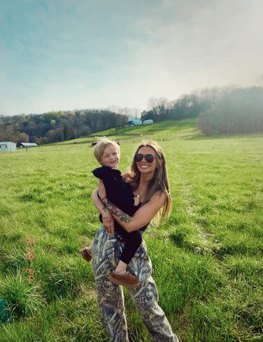 <p>KT Smith Instagram </p> KT Smith with her son Indigo Wilder in March 2024