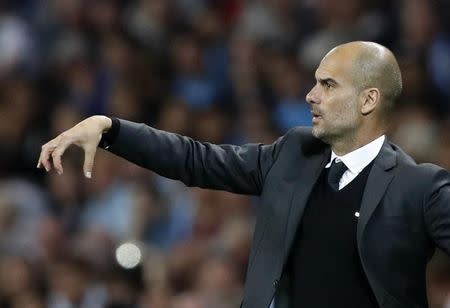 Football Soccer Britain - Manchester City v Steaua Bucharest - UEFA Champions League Qualifying Play-Off Second Leg - Etihad Stadium, Manchester, England - 24/8/16 Manchester City manager Pep Guardiola Action Images via Reuters / Carl Recine Livepic