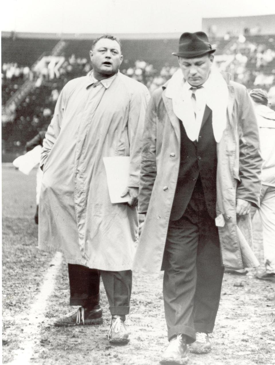 The Bills played their first Thanksgiving Day game in 1961 with Buster Ramsey (left) as their coach.