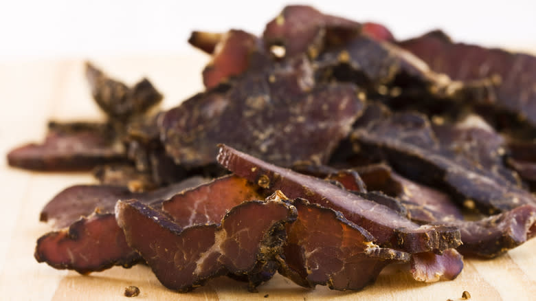 Slices of beef biltong