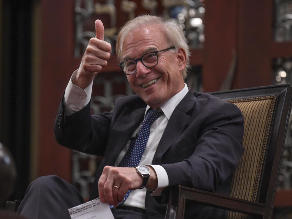 Washington Post columnist and best-selling author David Ignatius reacts to a question from the audience while speaking at the Rappaport Center inside Temple Beit HaYam on Wednesday, April 10, 2024, in Stuart. Ignatius spoke on being inside Israel and what is happening within the region during the 90-minute talk with the audience.