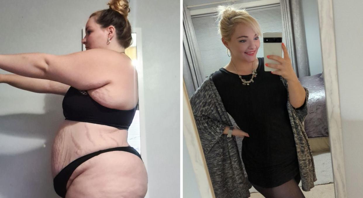 Cassie Morrison lost 7st by overhauling her diet and incorporating her children into at-home workouts. (Cassie Morrison/Caters)