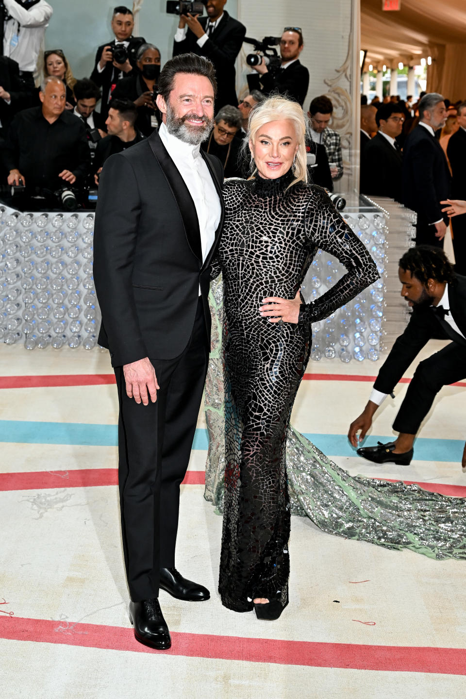 Hugh Jackman and Deborra-Lee Furness at the 2023 Met Gala: Karl Lagerfeld: A Line of Beauty held at the Metropolitan Museum of Art on May 1, 2023 in New York, New York. (Photo by Michael Buckner/Variety via Getty Images)