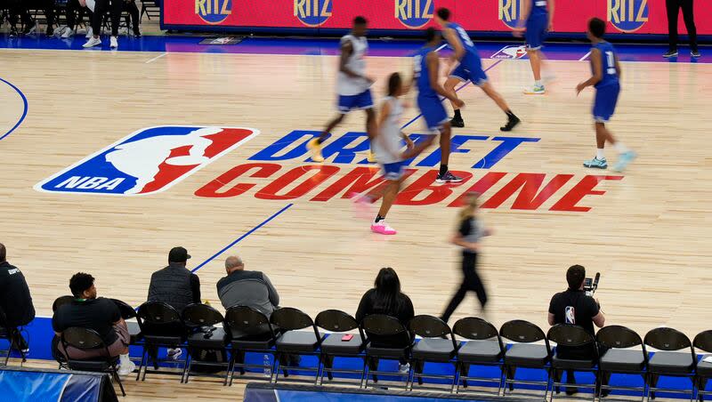 Team St. Andrews play against Team Love during the 2024 NBA Draft Combine five-on-five game in Chicago, Wednesday, May 15, 2024. Jazz brass are in Chicago this week scouting potential picks for this year's draft.