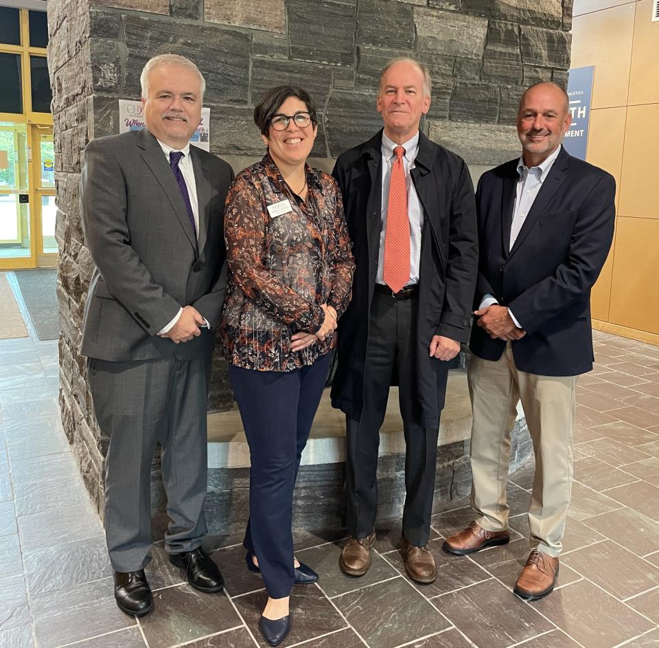 Attorney Robert Casassa (third from left) delivered the funds to KBIC on September 25th 2023 and was received by Executive Director Renee Couture (second from left) and board members (left and right) Chuck Champagne and Gary Barr.