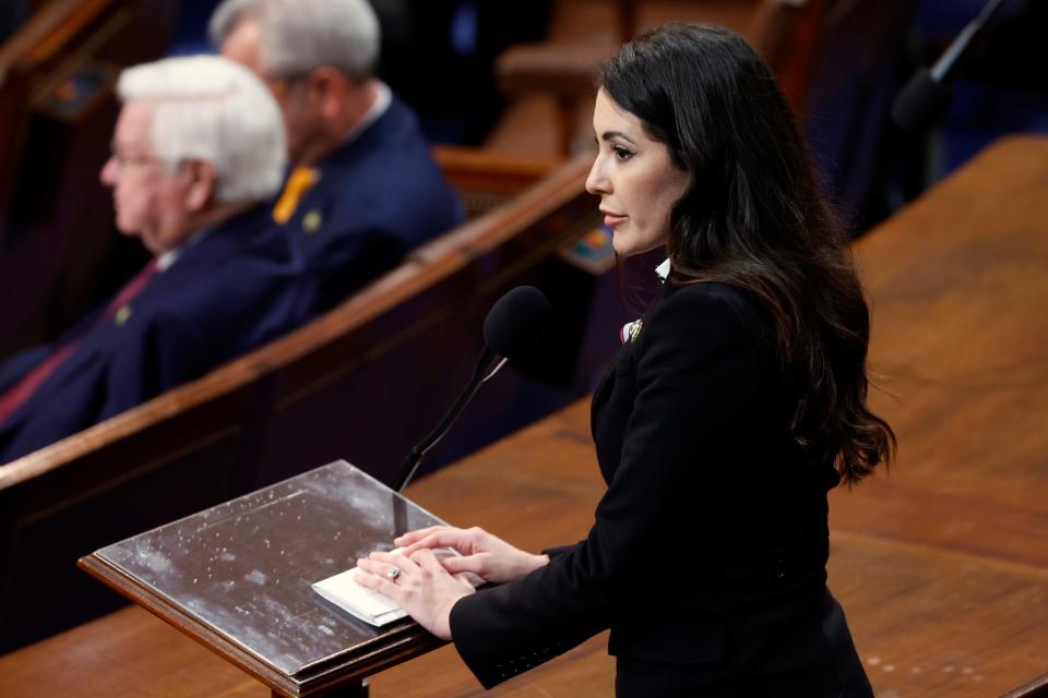 WASHINGTON, DC - JANUARY 05: U.S. Rep.-elect Anna Paulina Luna (R-FL) delivers remarks in the House Chamber during the third day of elections for Speaker of the House at the U.S. Capitol Building on January 05, 2023 in Washington, DC. The House of Representatives is meeting to vote for the next Speaker after House Republican Leader Kevin McCarthy (R-CA) failed to earn more than 218 votes on several ballots; the first time in 100 years that the Speaker was not elected on the first ballot. (Photo by Anna Moneymaker/Getty Images) ORG XMIT: 775921641 ORIG FILE ID: 1454467008