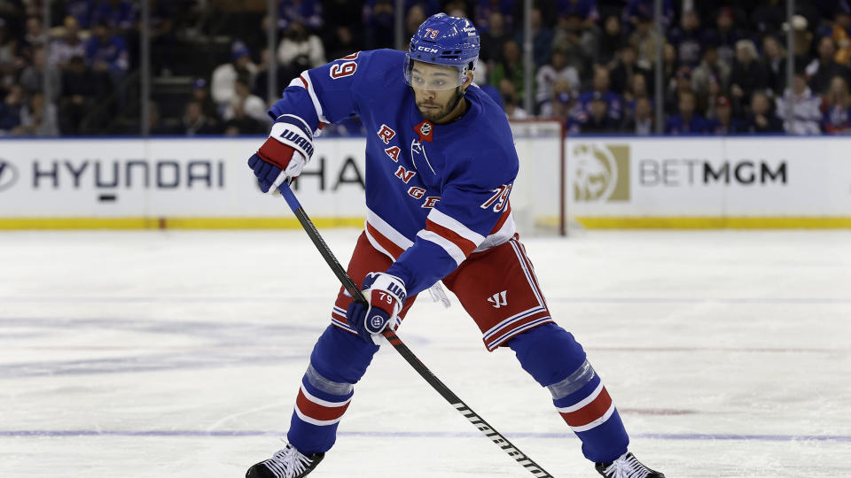 Rangers blueliner K’Andre Miller headlines this week's fantasy hockey waiver wire pickups. (Getty)