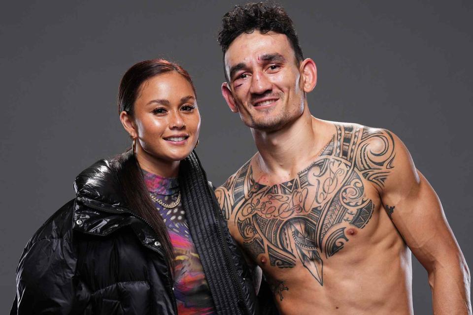 <p>Mike Roach/Zuffa LLC/Getty</p> Alessa Quizon and Max Holloway in 2023