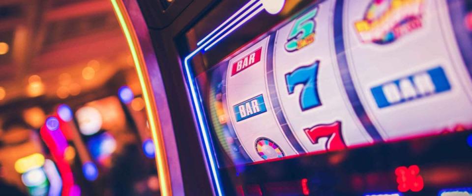 Slot Machine pictured in a casino