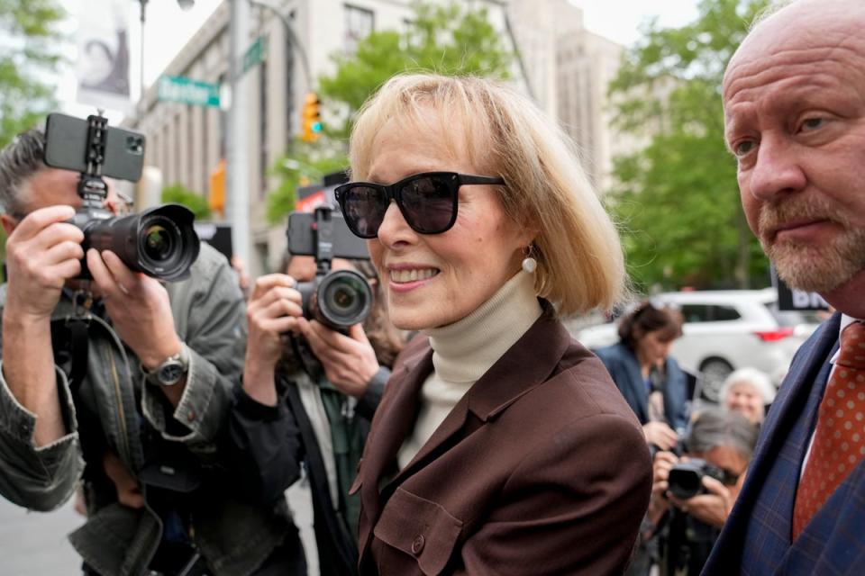 E. Jean Carroll arrives at Manhattan federal court, Tuesday, May 9, 2023, in New York. (AP)