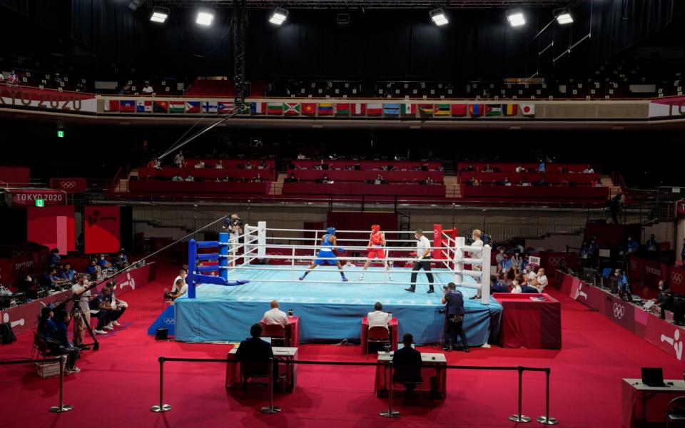 Panama's Atheyna Bylon, left, fights Britain's Lauren Price during their women's middleweight 75-kg boxing match at the 2020 Summer Olympics, Saturday, July 31, 2021, in Tokyo, Japan. - AP Photo/Themba Hadebe