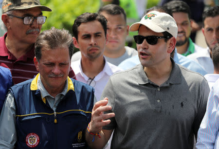 U.S. Senator Marco Rubio visits the Colombia-Venezuela border at the Simon Bolivar International Bridge on the outskirts of Cucuta, Colombia February 17, 2019. REUTERS/Luisa Gonzalez