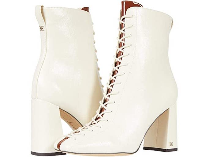 white boots, lace up boots, sam edelman 