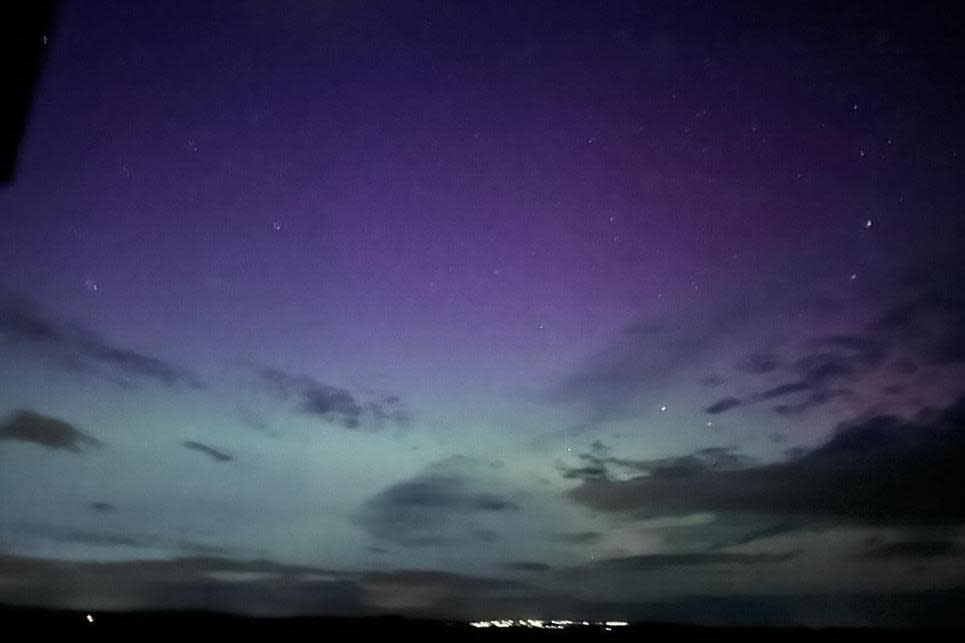 Aurora borealis pictured from Whitsome in the Scottish Borders