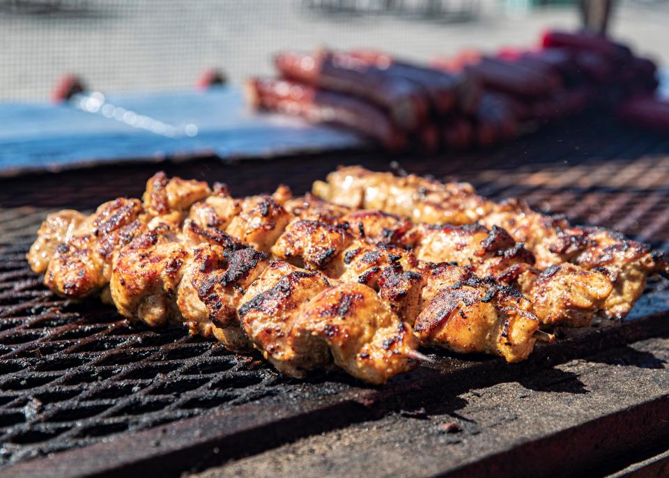 Yancey's chicken on stick at the annual Memphis in May World Championship Barbecue Cooking Contest at Tom Lee Park on Wednesday May 12, 2021. Yancey's will be serving this popular item at this year's Beale Street Music Festival.